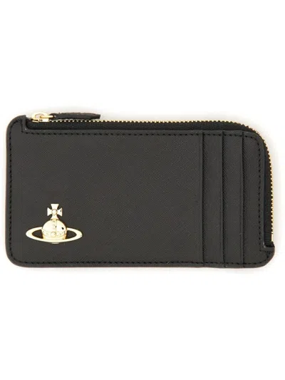 Vivienne Westwood Card Holder With Logo In Black