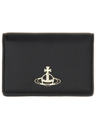 Vivienne Westwood Card Holder With Logo In Black
