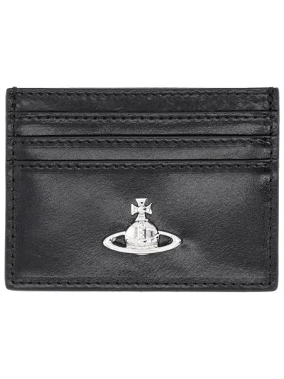 Vivienne Westwood Card Holder With Orb Detail In Black