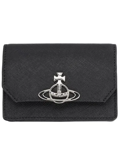 Vivienne Westwood Card Holder With "orb" Detail In Black
