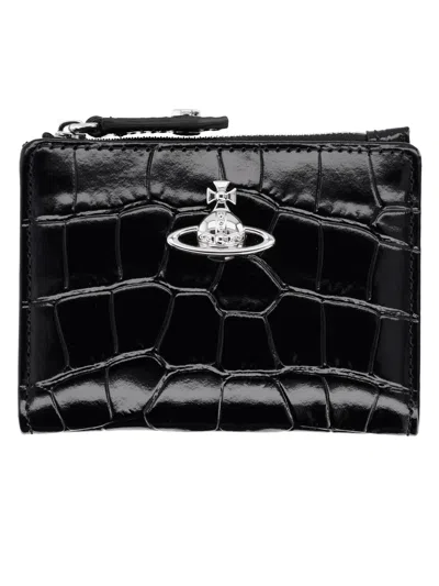 Vivienne Westwood Card Holder With "orb" Detail In Black