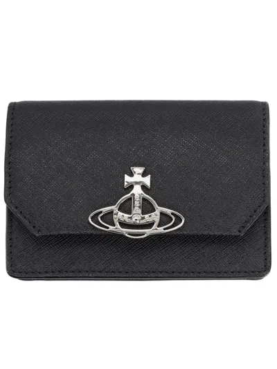 Vivienne Westwood Card Holder With "orb" Detail In Black