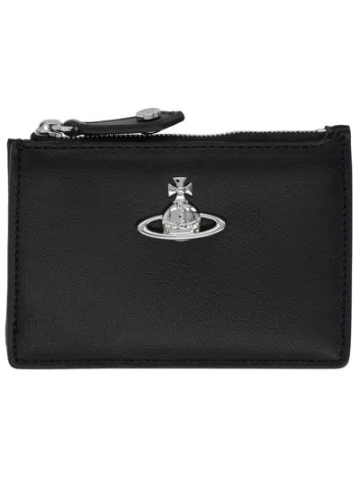 Vivienne Westwood Card Holder With "orb" Detail In Black