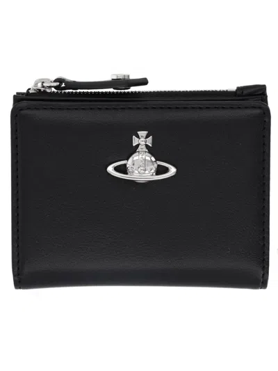 Vivienne Westwood Card Holder With Orb Detail In Black