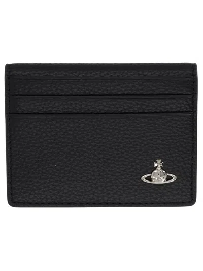 Vivienne Westwood Card Holder With "orb" Detail In Black