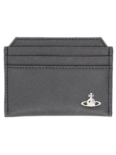 Vivienne Westwood Card Holder With "orb" Detail In Black