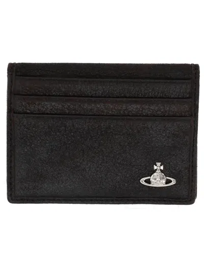 Vivienne Westwood Card Holder With "orb" Detail In Brown