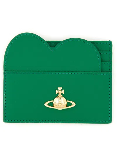 VIVIENNE WESTWOOD CARD HOLDER WITH ORB EMBROIDERY