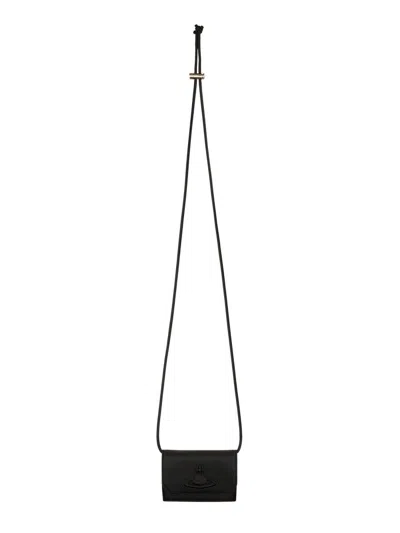 Vivienne Westwood Card Holder With Shoulder Strap In Black
