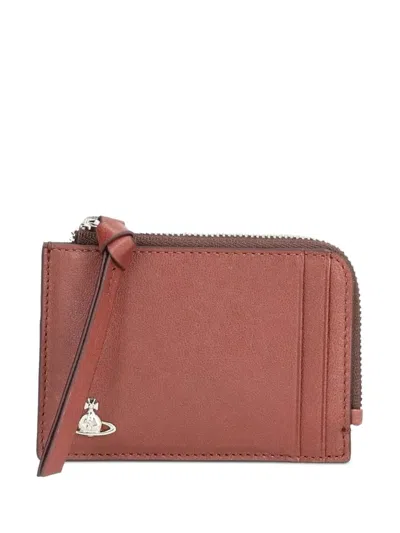 Vivienne Westwood Card Holder With Zip In Brown