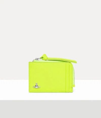 Vivienne Westwood Card Holder With Zip Faux Leather Fluro-green One Size Unisex