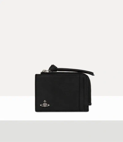 Vivienne Westwood Card Holder With Zip Supple Leather Black-dark-silver One Size Unisex