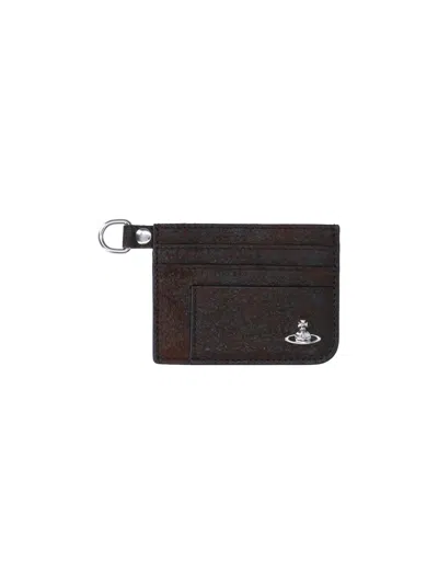 Vivienne Westwood Orb Chain Cardholder In Brown