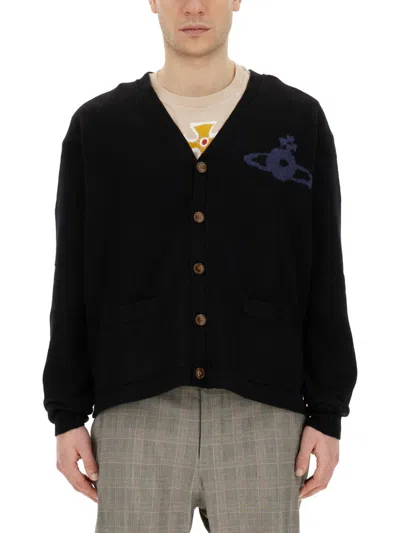 Vivienne Westwood Alex Orb-intarsia Cardigan In Black