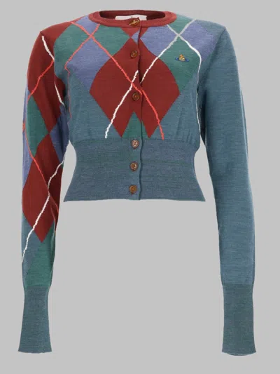Vivienne Westwood Cardigan "argyle" Cropped In Multi