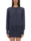 Vivienne Westwood Logo Embroidered Buttoned Cardigan In Blue
