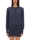 Vivienne Westwood Logo Embroidered Buttoned Cardigan In Blue