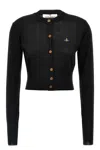 Vivienne Westwood Bea Black Cardigan With Orb Embroidery And Branded Button In Cotton And Cashmere Woman