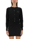 Vivienne Westwood Bea Black Cardigan With Orb Embroidery And Branded Button In Cotton And Cashmere Woman In Black