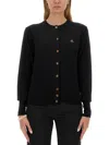 Vivienne Westwood Fitted Black Cardigan With Silk-wool Blend In Black
