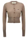 Vivienne Westwood Stone Virgin Wool Orb Bea Cardigan In Beige