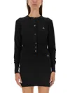 Vivienne Westwood Bea Black Cardigan With Orb Embroidery And Branded Button In Cotton And Cashmere Woman In Black