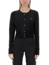 Vivienne Westwood Cropped Cardigan With Distinctive Buttons And Embroidered Emblem In Black