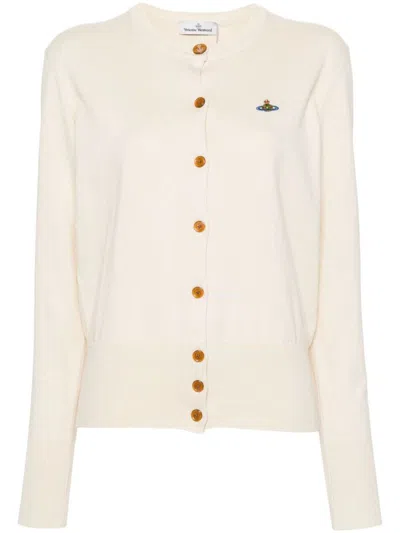 Vivienne Westwood Bea Ribbed-knit Cardigan In Nude & Neutrals