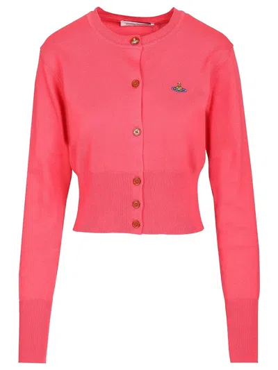 Vivienne Westwood Cardigan Bea Cropped In Misto Cashmere In Pink