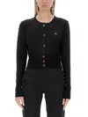 Vivienne Westwood Cropped Cardigan With Distinctive Buttons And Embroidered Emblem In Multi