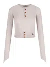 Vivienne Westwood Sleeve Button Cropped Ribbed Top In Neutral