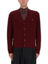 Vivienne Westwood Cardigan Sweater In Rich Bordeaux In Black
