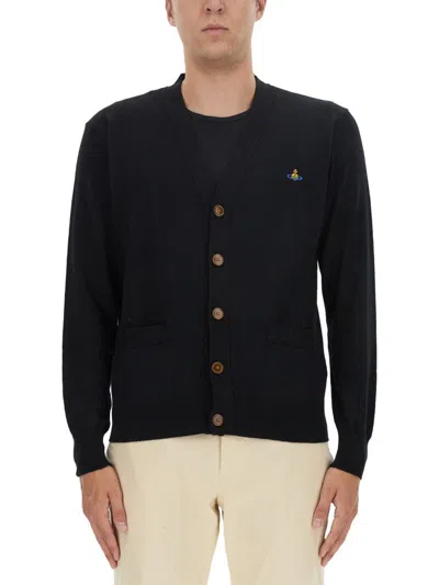 Vivienne Westwood Cardigan With Logo In Blue