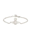 Vivienne Westwood Carmela Bas Relief Bracelet Woman Bracelet Silver Size - Recycled Brass, Cubic Zir In Silver
