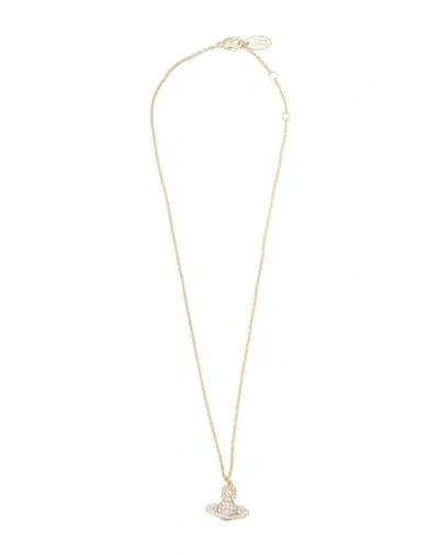 Vivienne Westwood Carmela Bas Relief Pendant Woman Necklace Gold Size - Brass, Cubic Zirconia