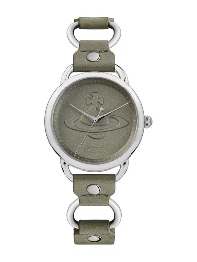 Vivienne Westwood Carnaby Orb Logo 33mm Quartz Watch In Green