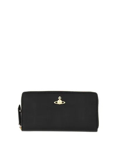 Vivienne Westwood Zipped Wallet In Black