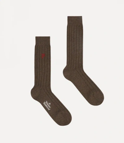 Vivienne Westwood Cashmere Socks Rib Cashmere Socks Brown 9-11 Unisex