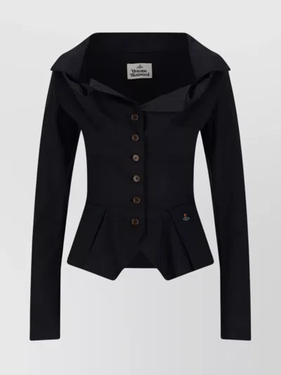 Vivienne Westwood Casual Peplum Detail Long Sleeves Puff Shoulders In Black
