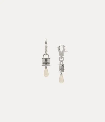 Vivienne Westwood Celestia Small Earrings Silver Swarovski Pearls Women In Metallic