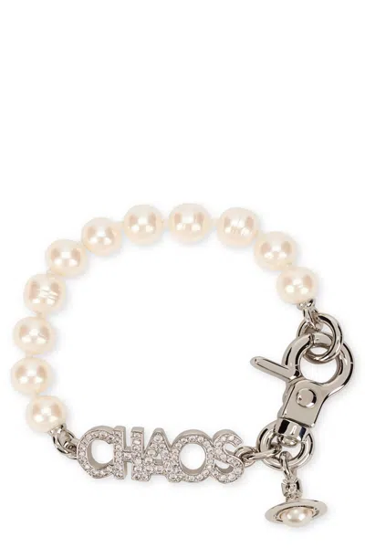 Vivienne Westwood Chain Bracelet With Pearls In White