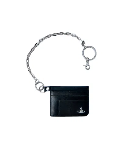 Vivienne Westwood Chain Card Holder Wallet In Black
