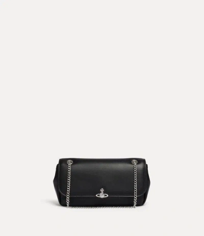 Vivienne Westwood Chain Crossbody Purse Pu Smooth Black