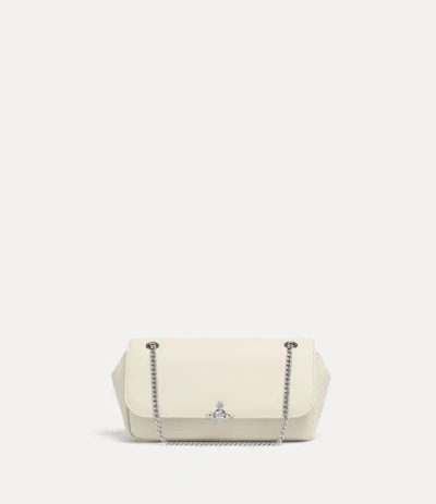 Vivienne Westwood Chain Crossbody Purse Pu Smooth White