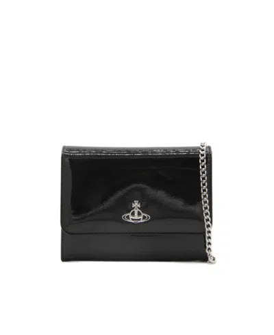 Vivienne Westwood Chain Flip Wallet In Black