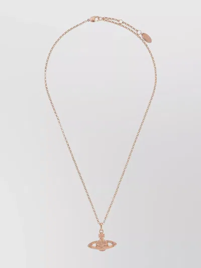 Vivienne Westwood Chain Pendant Necklace Crystal Embellishments In Pink