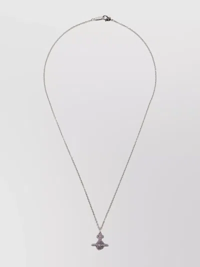 Vivienne Westwood Chain Pendant Stones Silver Tone In White