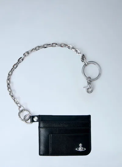 Vivienne Westwood Chain-attached Leather Card Holder In Black