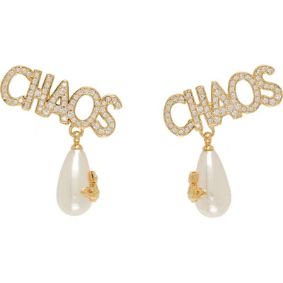 Vivienne Westwood Chaos Pearl Earrings In Gold