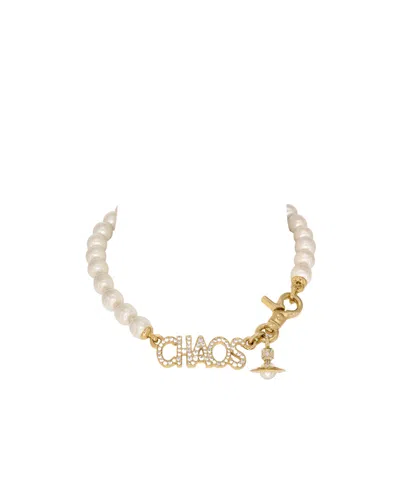 Vivienne Westwood Chaos Large Pearl Necklace In White